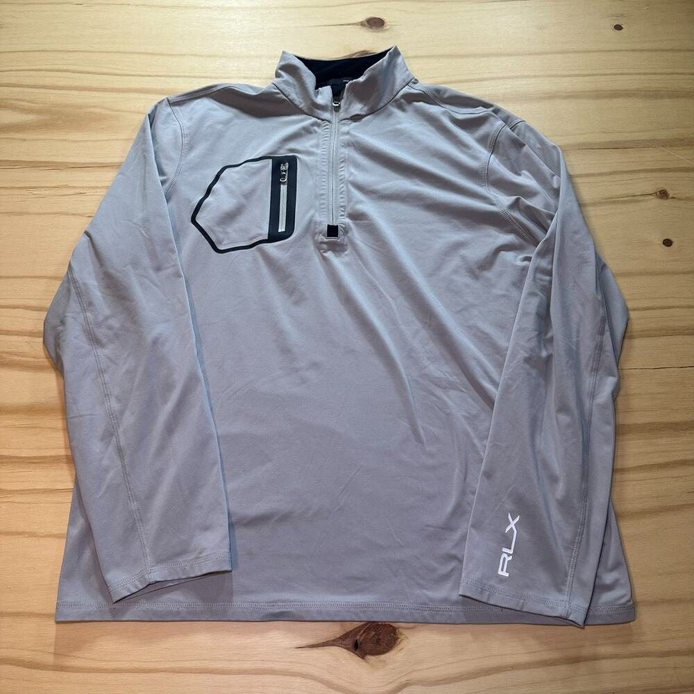 Ralph Lauren RLX Golf Quarter Zip Pullover Shirt Grey Mens XL Performance Polo